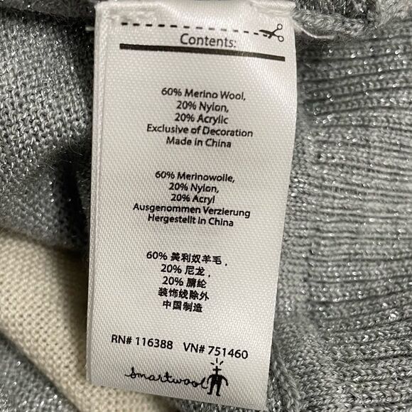 Smartwool Nokoni Wool Blend Cowl Neck Poncho Sweater Metallic Cream Size S/M - Picture 10 of 12